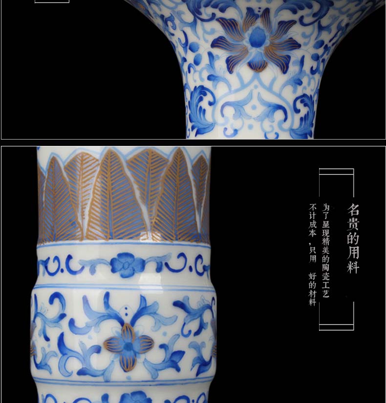 Jingdezhen ceramics vase furnishing articles collection process royal blue enamel tie up branches of the sitting room is the study of Chinese style household furnishing articles