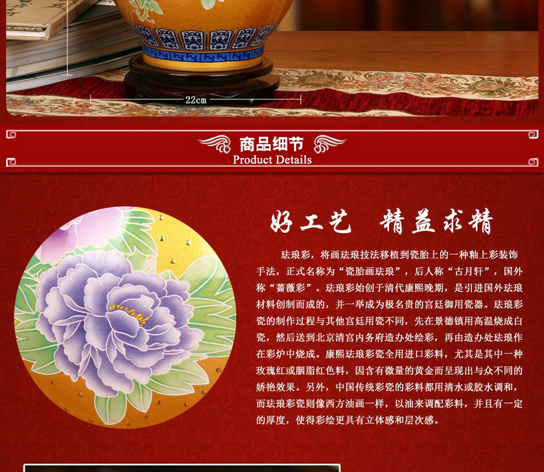 Jingdezhen ceramics high - grade enamel see colour gold peony blue bottle was contracted and I household adornment furnishing articles