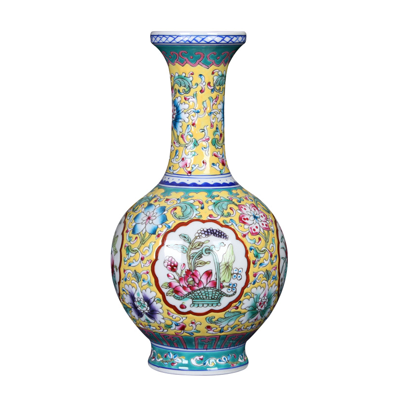 Jingdezhen antique Chinese study living room mesa small powder enamel handpainted altar vase of the reward bottle handicraft furnishing articles