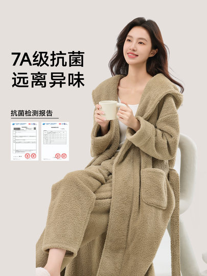 Women's long bathrobe winter thickened water-absorbent quick-drying non-pure cotton 100% cotton adult bathing robe nightgown 2026 new style