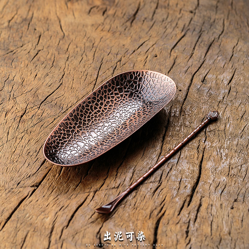 Japanese handmade copper hammer tea set tea dial teaspoon tea shovel tea shovel tea needle tea lotus kung fu tea set accessories