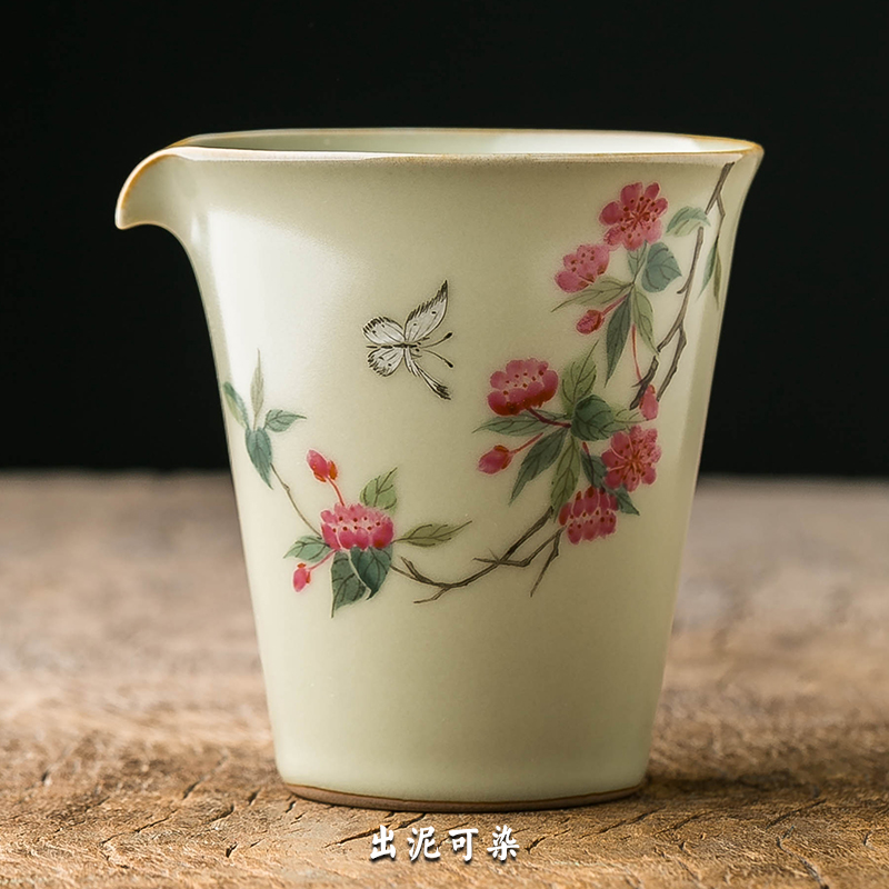 Out Clay-dyed pure handmade Ru kilns open sheet fair cup Jingdezhen Ceramic Gongfu Tea with home sub-tea-ware tea sea