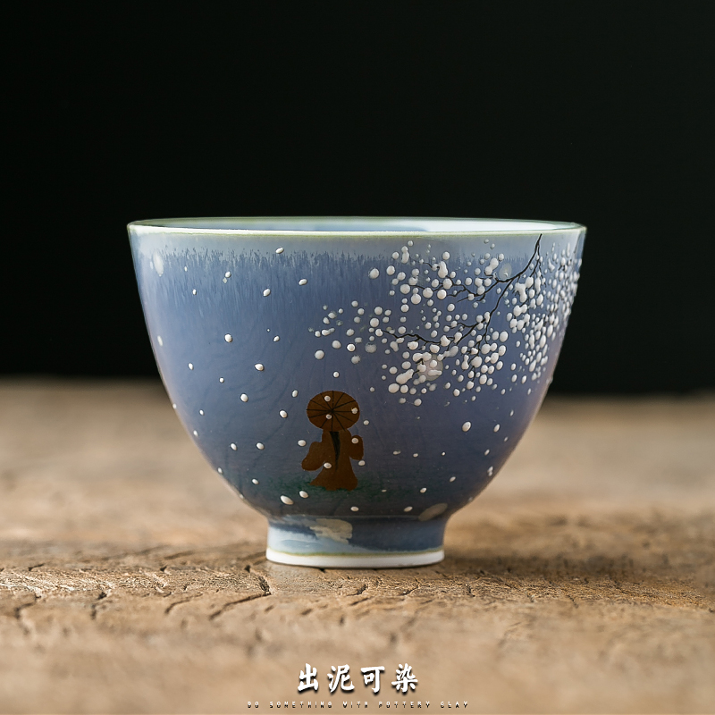 Out Clay-dyed pure handmade kilns Master Cup Jingdezhen hand painted ceramic Gongfu Tea Tea Drinking Cup Personal Single Cup