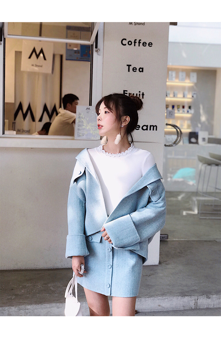 2018 mùa thu mới phù hợp với thời trang lưới đỏ hai mảnh nữ hồng hai mặt phù hợp với áo khoác váy nữ áo khoác lông cừu nữ