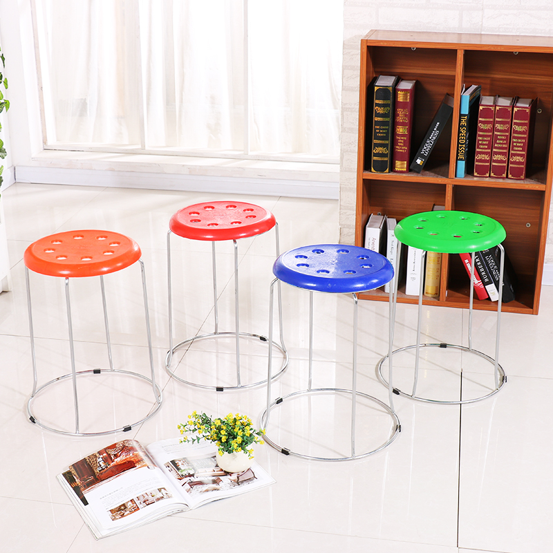 Leather round stool simple cloth reinforced stool plastic eight-hole stainless steel set stool hotel dining stool pu special offer