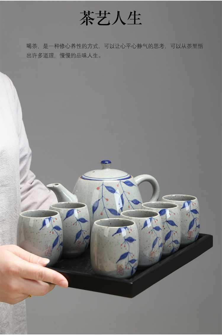 Big teapot retro hand - made ceramic handle type high temperature resistant of blue and white porcelain pot teapot 900 ml of the hotel restaurant
