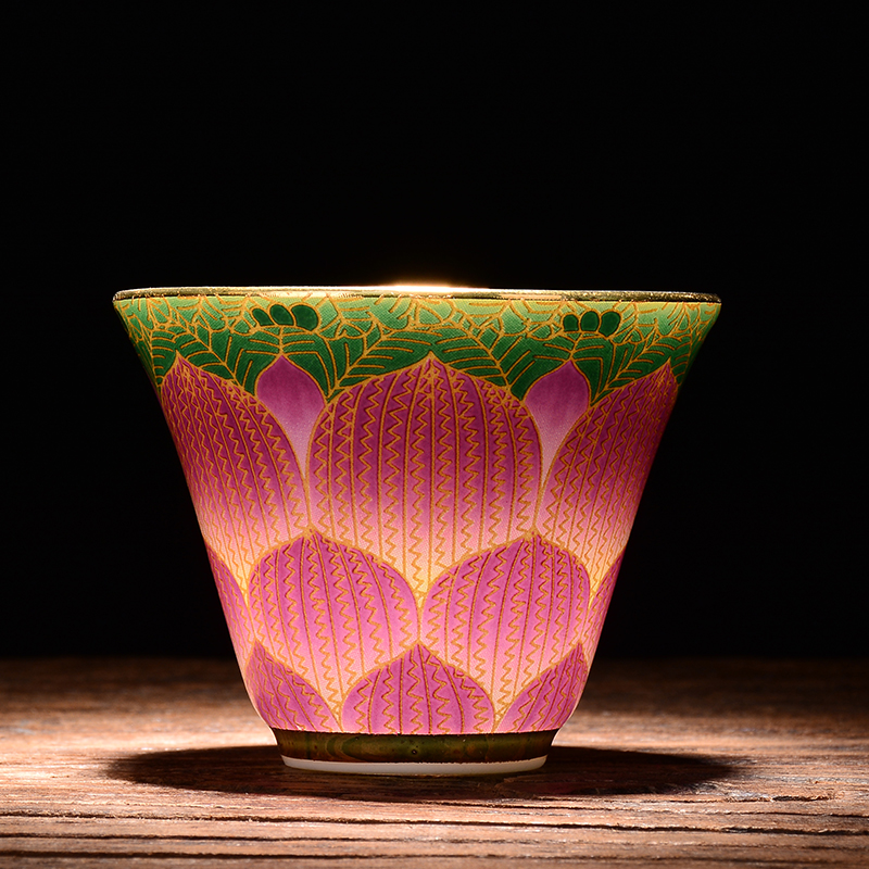 Jingdezhen ceramic cups checking sample tea cup individual CPU master cup single CPU device gold colored enamel cups