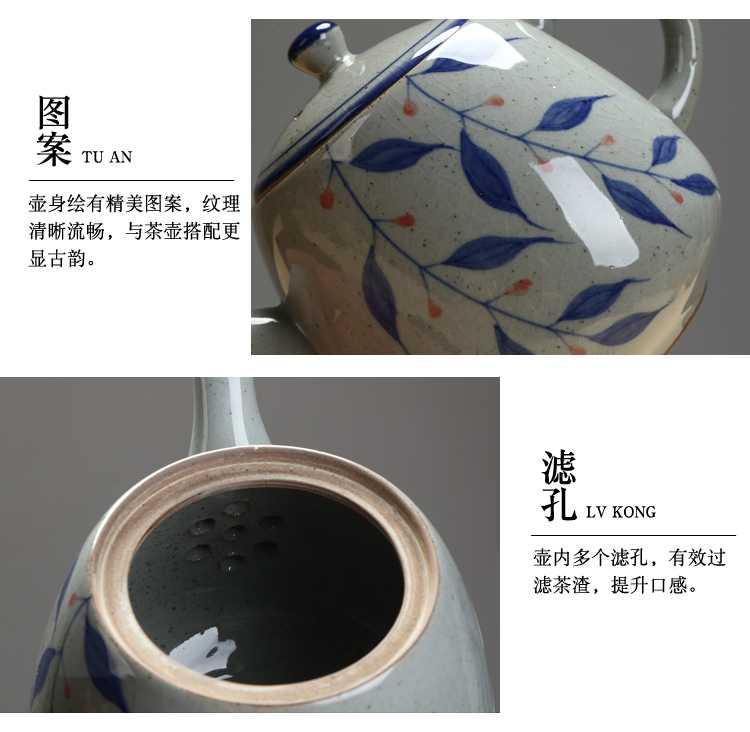 Big teapot retro hand - made ceramic handle type high temperature resistant of blue and white porcelain pot teapot 900 ml of the hotel restaurant