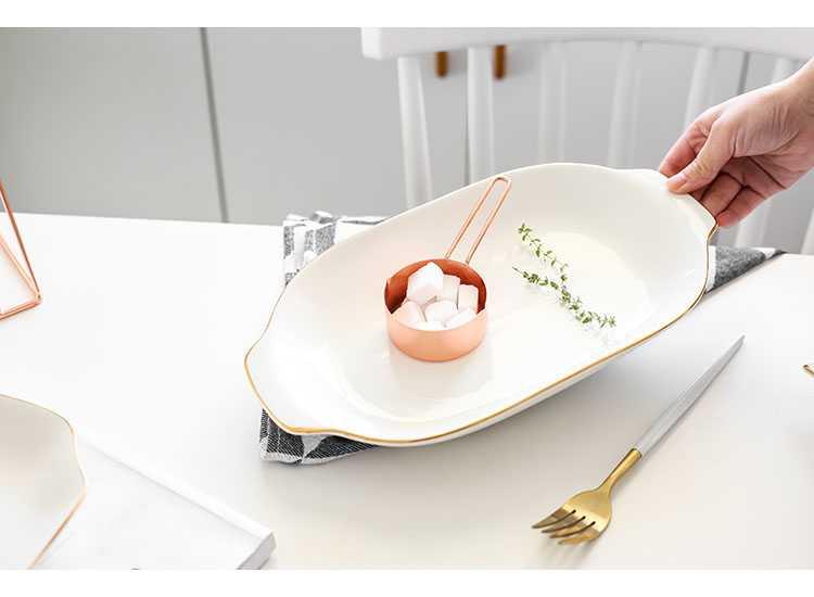 Jin Bianyu disc ceramic fish dishes steamed fish ears plate creative Nordic network red tableware household size bigger sizes