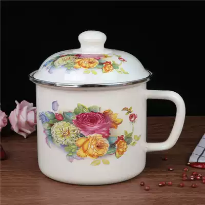 Thickened enamel cup large-capacity Milk Cup enamel instant noodle cup rice bowl table Soybean Milk Cup big tea tank lunch box