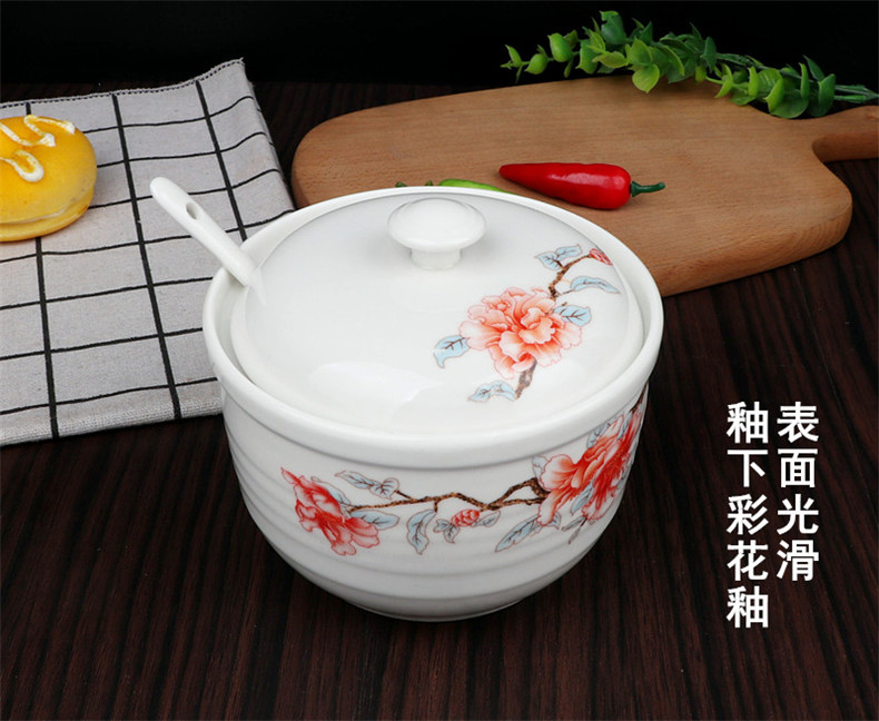 High quality ceramic sauce seasoning as cans of individual creative chilli oil, lard flavor pot kitchen salt seasoning box
