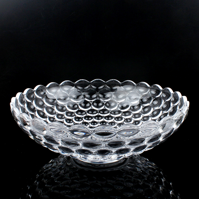Deli Beads Dot Glass Fruit Pan Pearl Deepening Glass Fruit Hopper Big Fruit Tray Glass Pan Fashion Fruit Dish Disc