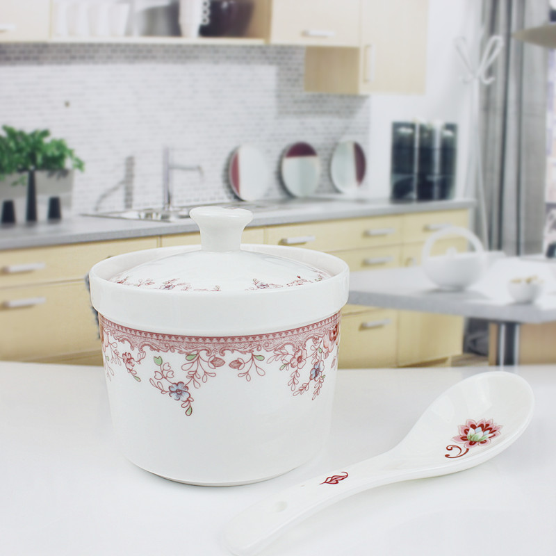 Both romantic amorous feelings of the people 's livelihood soup bowl ceramic cylinder stew stew stew pot soup crock 300 ml with a spoon