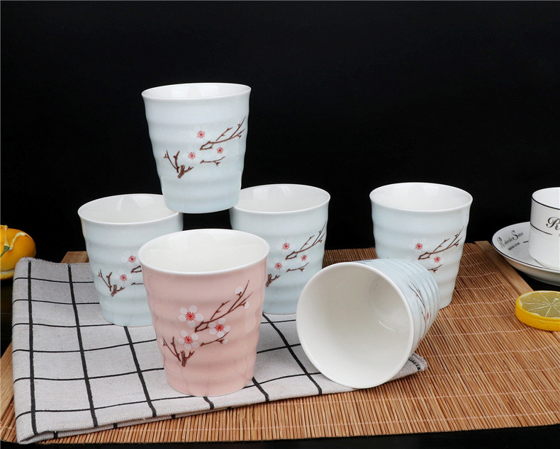 Color ceramic drinking a cup of tea cups of coffee cup six pack glass juice cup creative household FangZhi cup soya - bean milk cup