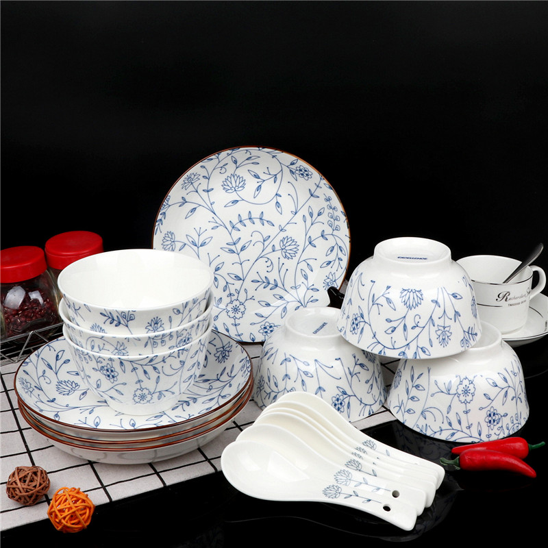 Fragrant garden ceramics tableware suit gift suit 16 dishes head 20 tableware tableware tableware bowls plates run out