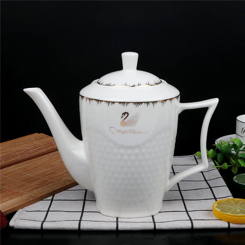 Relief type jade porcelain ceramic teapot cold ceramic kettle pot with porcelain teapot European cups water pot of tea