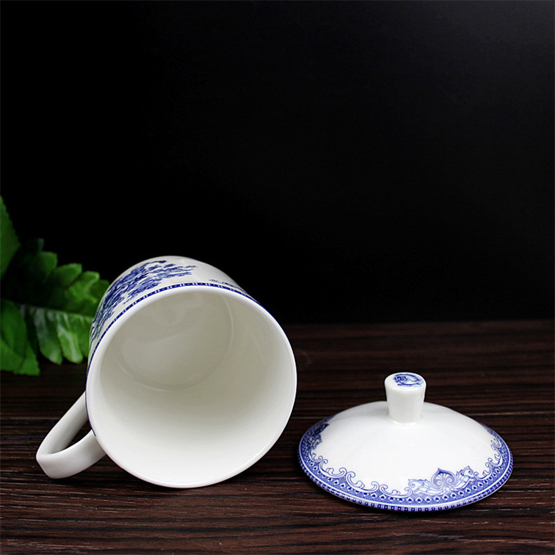 Blue roses minsheng industry ceramic keller cup glair pottery teacup party office cup with a cup of cup