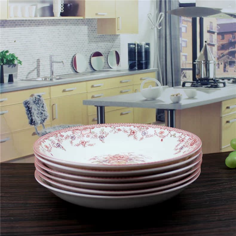 Both the people 's livelihood industry romantic amorous feelings arc plate 7 inch plate 8 inches dish soup plate dish dish dish ceramic disc plate