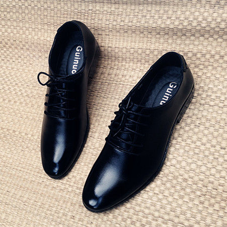 Autumn formal casual shoes business leather shoes British men's shoes Korean fashion trend shoes work men's shoes heightened black