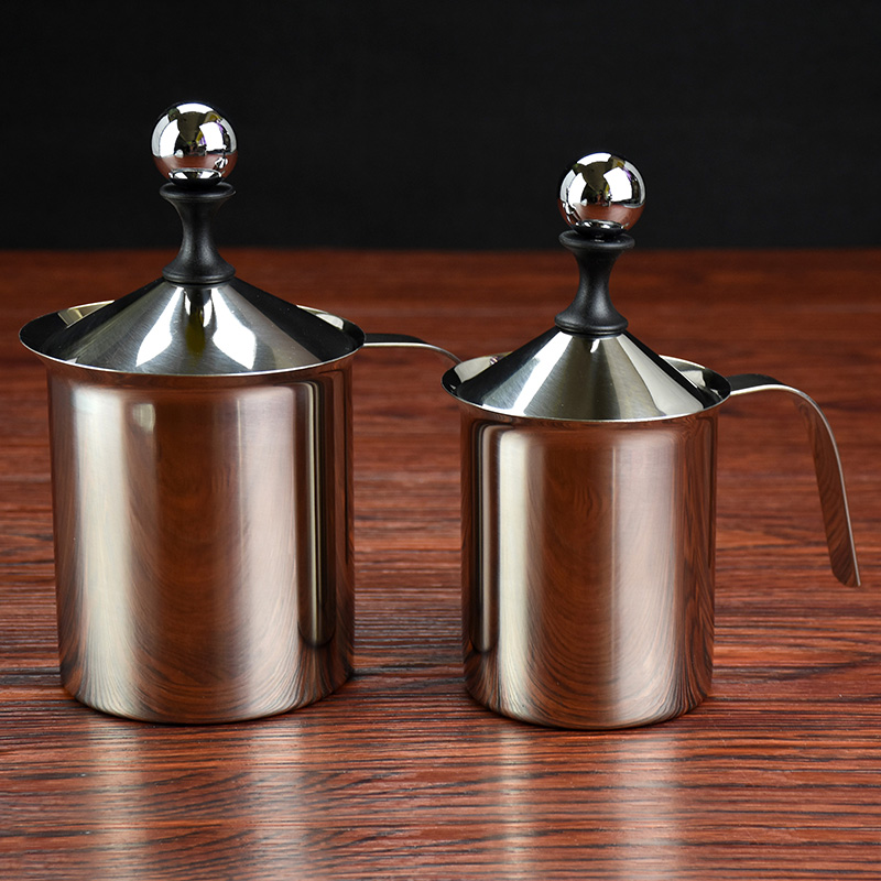 Nuobite beater Stainless steel double-layer manual beater Coffee milk beater Milk cup Milk kettle
