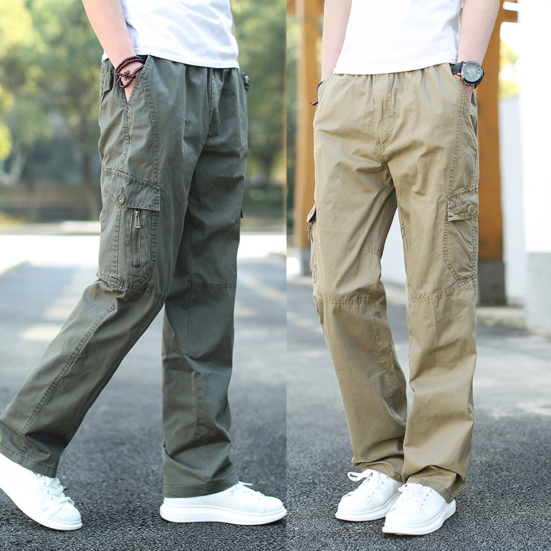 Spring and autumn sports trousers outdoor casual pants men's large size loose youth straight overalls men's pants elastic pants men