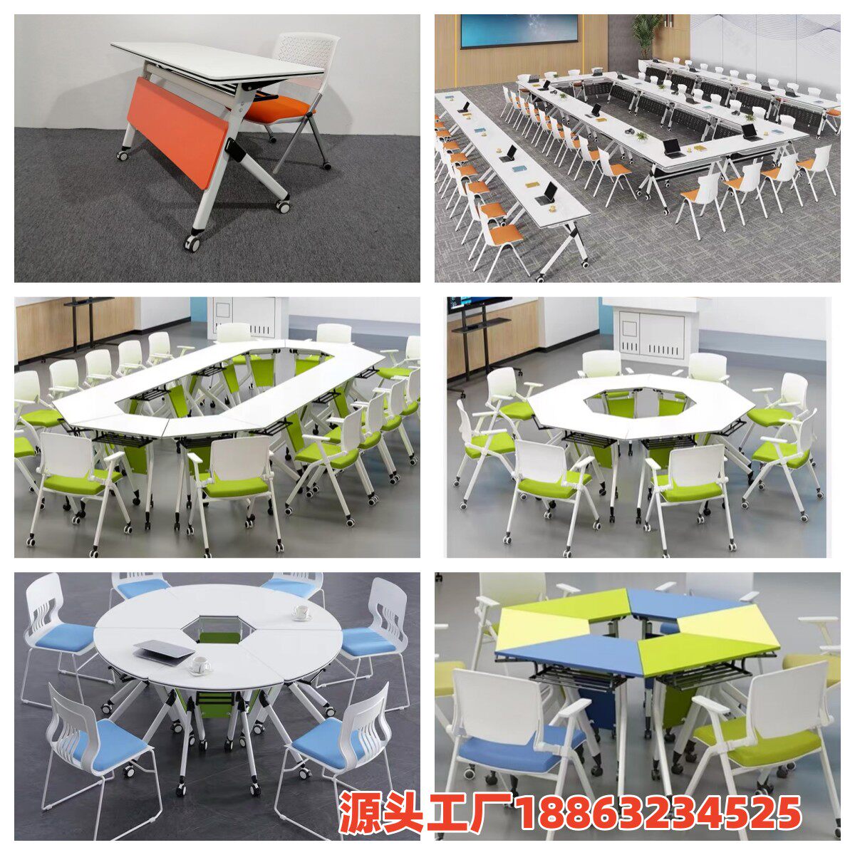 Strip Folding Training Table Group Round Foldable Sector Training Combined Creative Hexagon Smart Classroom Meeting-Taobao