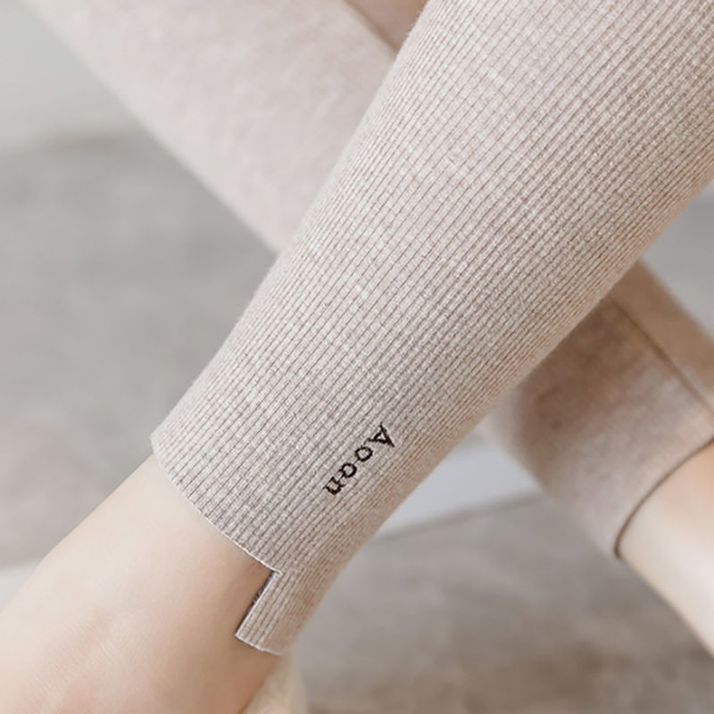 (plus velvet without suede) autumn winter thickened cashmere thread inner lap pants lady large size outside wearing warm cotton pants