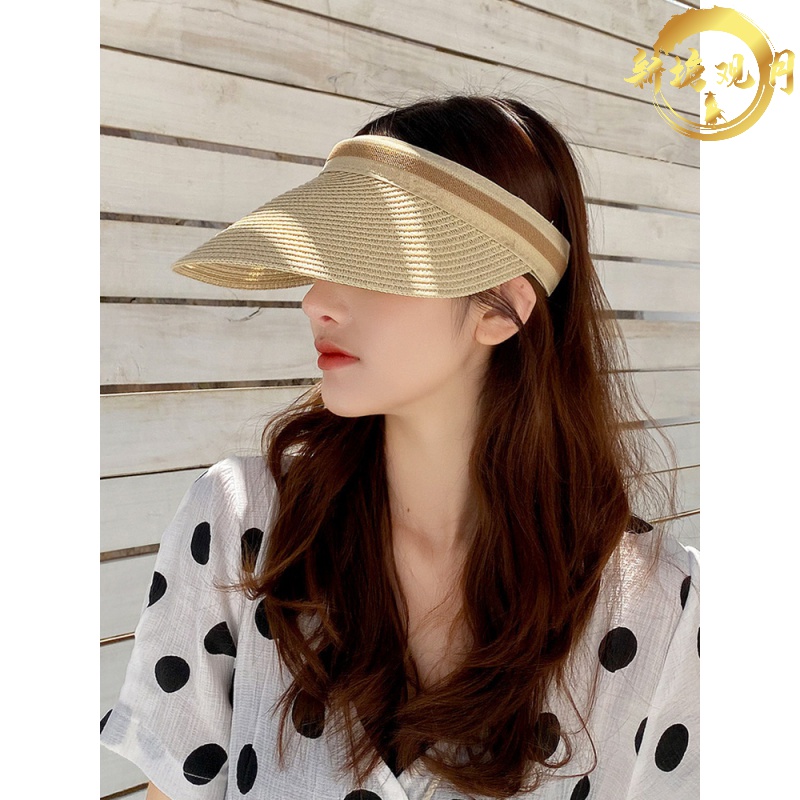 Fashion new summer empty top Joker sunshade beach hat leisure seaside holiday cap hair hoop hat straw hat girl