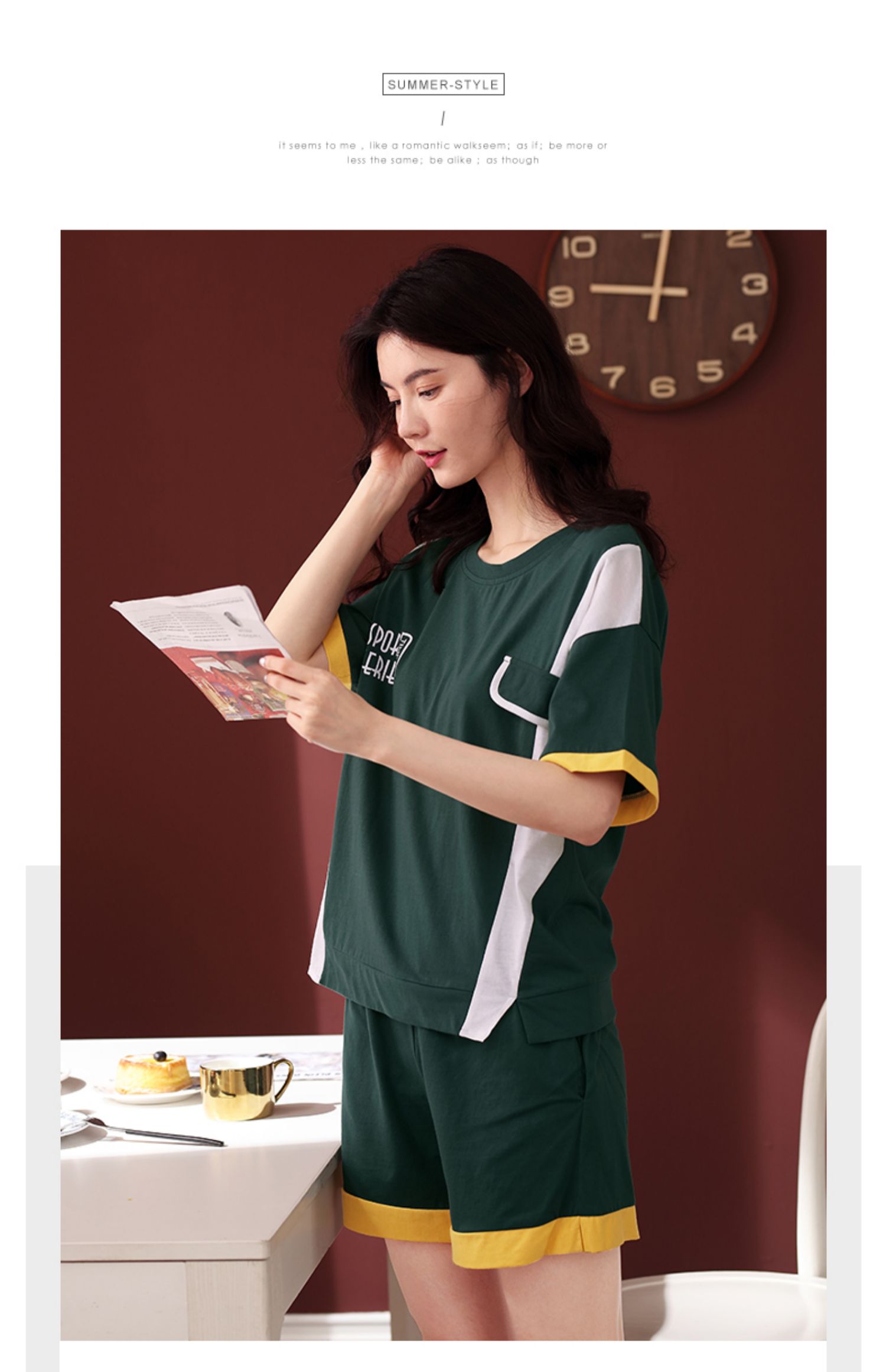 Bộ đồ ngủ thể thao Duo Ting nữ mùa hè cotton ngắn tay có thể mặc bên ngoài quần áo nhà mỏng phần cotton đơn giản phù hợp với dịch vụ gia đình - Bên ngoài ăn mặc đồ bộ đẹp