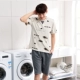 Bộ đồ ngủ đôi nam Ting mùa hè cotton ngắn tay dịch vụ gia đình cotton bên ngoài mặc quần áo gia đình quần áo thể thao và giải trí