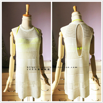 Quality rice white sleeveless backless slim skirt blouse bikini sunscreen Beach Skirt