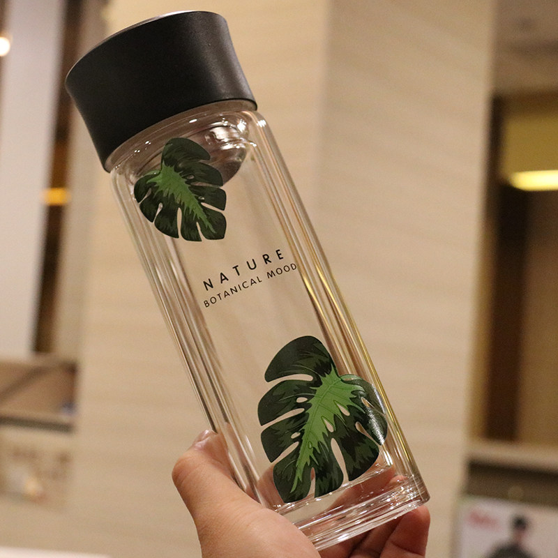 Double glass fresh anti-burning tea leakage proof tea cup outdoor portable teacup leakage proof tea cup creative