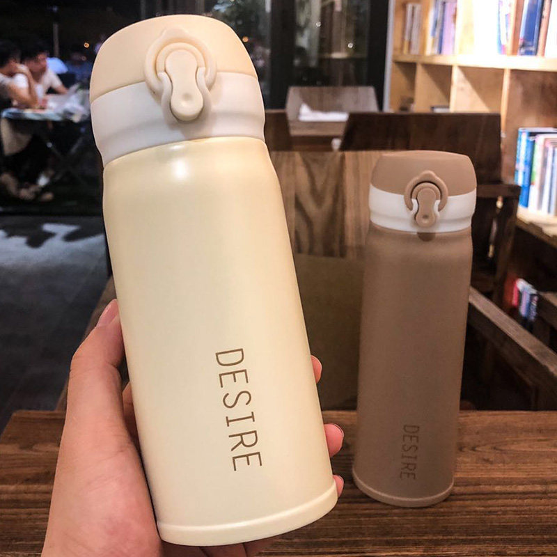 Korean version of solid color simple thermos small fresh portable water cup ins student 304 stainless steel vacuum leak-proof cup