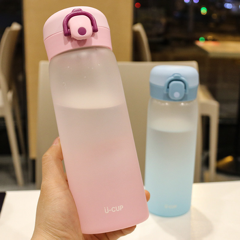 ins gradient glass frosted Korean version mens and womens portable water cup Easy-to-use cup Students with tea straight drink tea cup