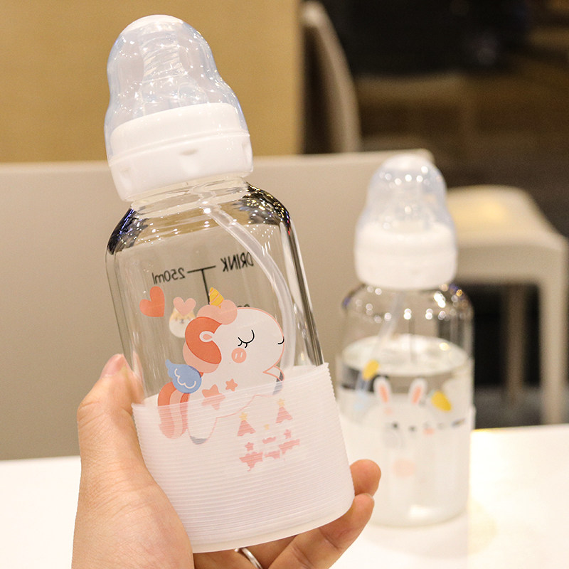 Korean cute bottle water cup Adult creative personality glass Korean version of the female student portable cup Handy cup
