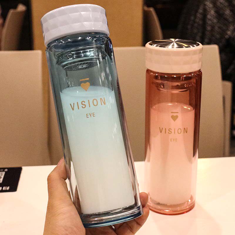 Korean version with small frescoed double glass cup filter flower tea cup anti-hot lemon cup cute trend with hand mug