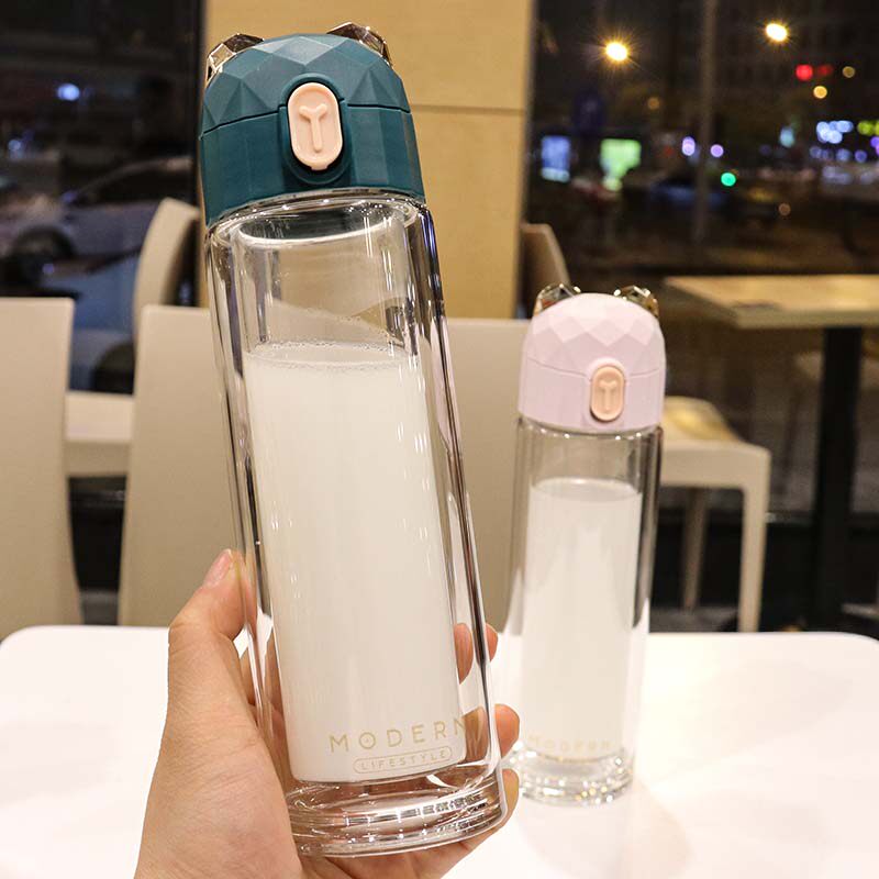 Double glass with tea insulation leak-proof simple household tea drinking cup High borosilicate heat-resistant fresh flower tea cup