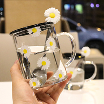 Daisy glass Net Red Cup household water cup simple breakfast cup ins Wind fresh forest heat-resistant Milk Cup