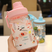 South Korean portable tennis red adult straw cup glass cup creative cute girls heart water cup student with lid-on-hand cup