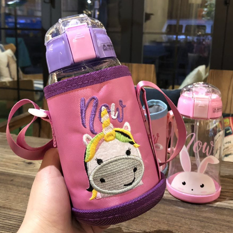 Large-capacity kettle kindergarten leakage straw cup summer children's cup with cup sets for pupils lovely drinking cup