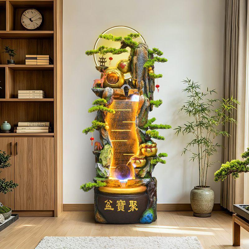 Rockery Water Feature Feng Shui Wheel for Living Room and Office, Wealth-Attracting Circulating Water Decoration, Gift-Giving Rockery Water Feature Feng Shui Wheel for Living Room and Office, Wealth-Attracting Circulating Water Decoration, Gift-Giving