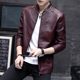 Leather jacket men's autumn and winter baseball collar jacket Korean style slim motorcycle suit handsome casual leather jacket youth trend