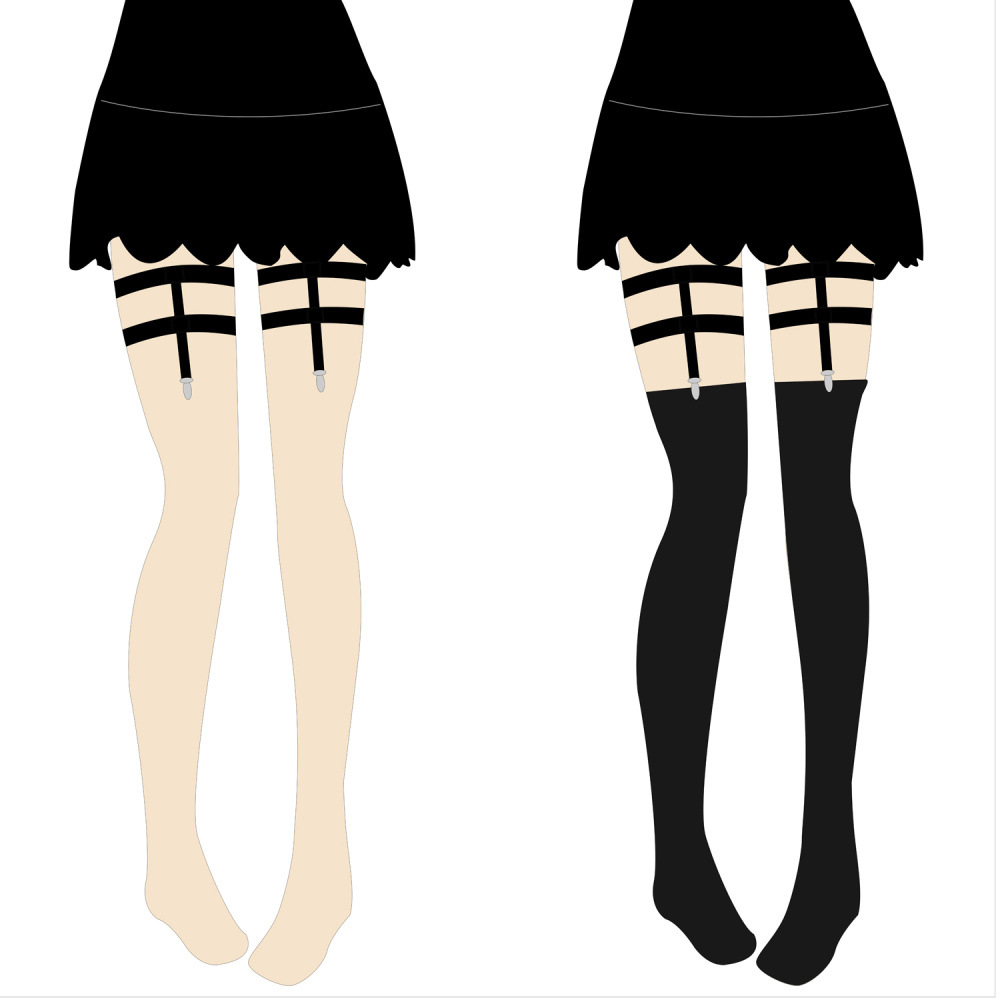 Vớ nữ chống trượt garter thời trang chân vòng dây đeo nữ garter 2 clip F mẫu vớ chống trượt clip cặp dây nịt bít tất phối ren nơ màu trắng