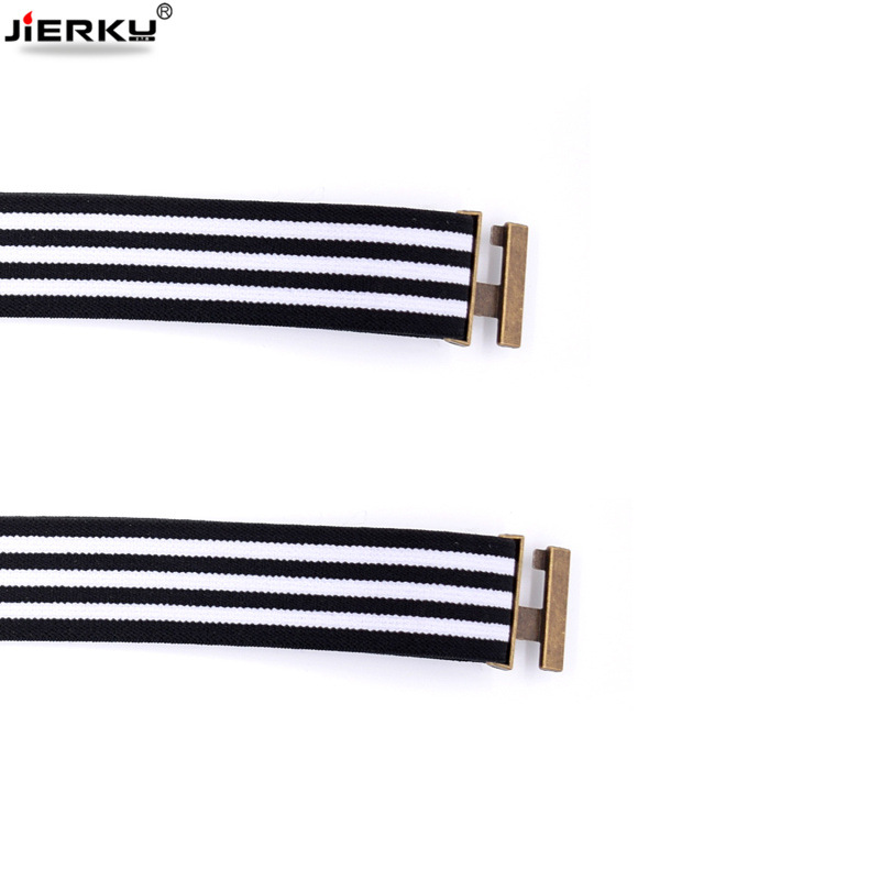 Khóa đồng retro sọc đen và trắng nam vớ clip dành cho người lớn denim thể thao dây nịt bít tất nam co dãn