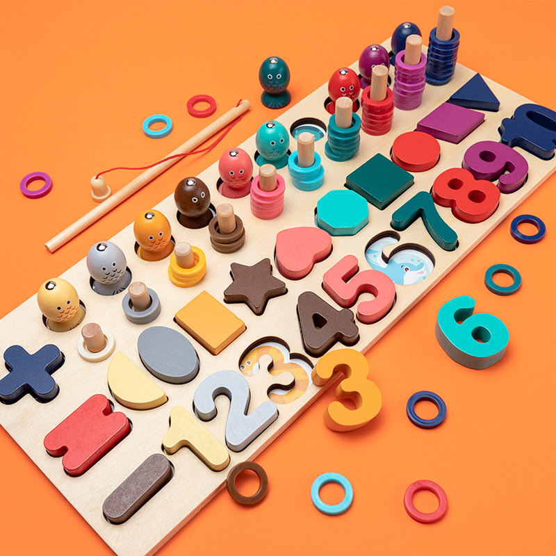 Toddler Child Puzzle Force Toy Digital Puzzle building blocks 1-2-3 ½ years 6 Men girls Early teaching Cognitive Kinetic Brain Assembly