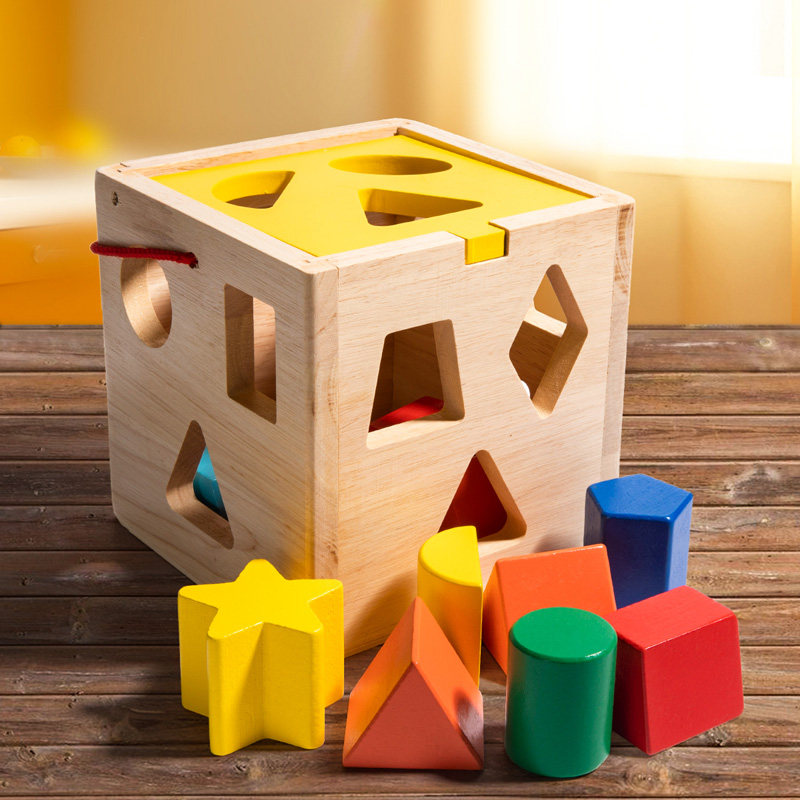 Children's early teaching porous cognitive six - face box 1234 - year - old baby shape pairing block geometric intellectual puzzle toy