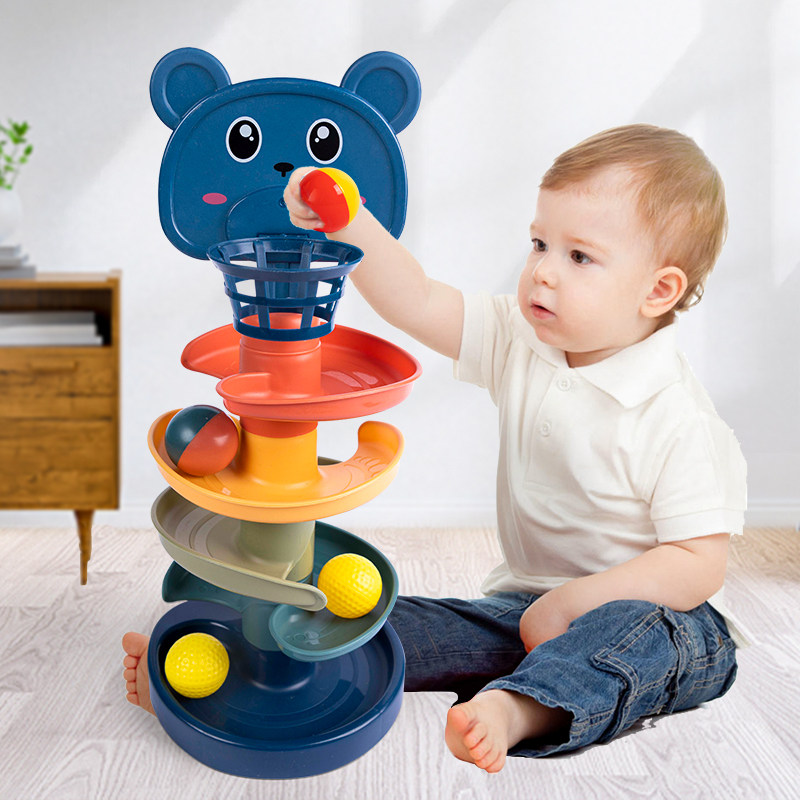Baby toys 6 more months old baby puzzle early childhood Education 0 1 year 1 year olds bowling ball rolling ball 8 tracks for transfer to Lok-Taobao