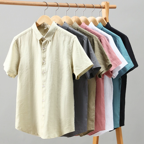 Мужская летняя тонкая рубашка для отдыха, кардиган, куртка, свободный крой, из хлопка и льна