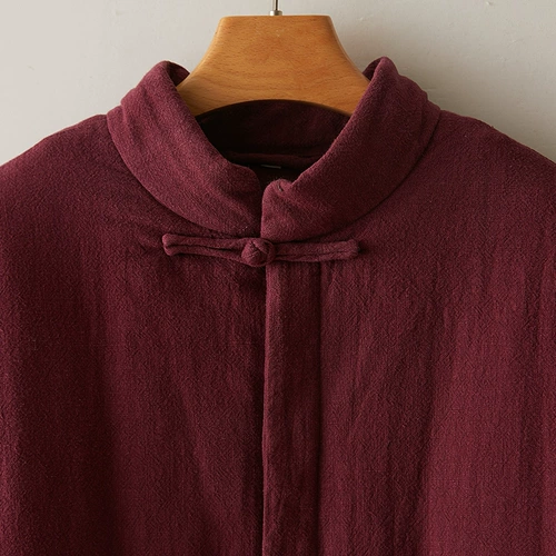 Демисезонная куртка для мальчиков, пуховик, средней длины, китайский стиль, из хлопка и льна