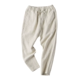 Летние тонкие шелковые штаны, из хлопка и льна